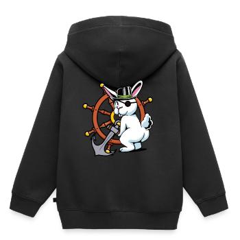 Hase Pirat Freibeuter Piraterie Fantasy Seemann - Kinder Premium Organic Hoodie - Schwarz - Hinten - AI Model Kid Male (0cm)