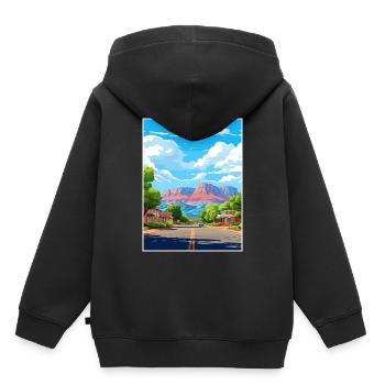 Springdale Utah affiches Vintage voyage affiche WPA - Sweat Premium à capuche enfant bio - noir - Dos - AI Model Kid Male (0cm)