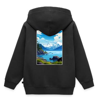 Resurrection Bay Alaska Vintage voyage affiche WPA - Sweat Premium à capuche enfant bio - noir - Dos - AI Model Kid Male (0cm)