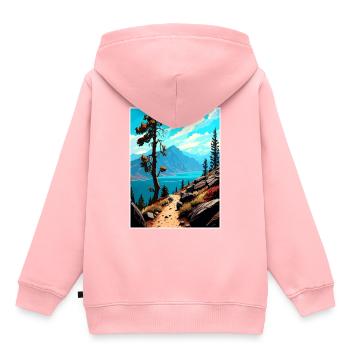 Mount Tallac California Vintage Reiseposter WPA - Kinder Premium Organic Hoodie - Rosa - Hinten - AI Model Kid Female (0cm)