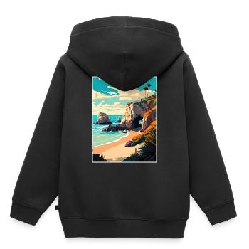 El Matador Californie Cali Vintage affiche de voyage - Sweat Premium à capuche enfant bio - noir - Dos - AI Model Kid Male (0cm)