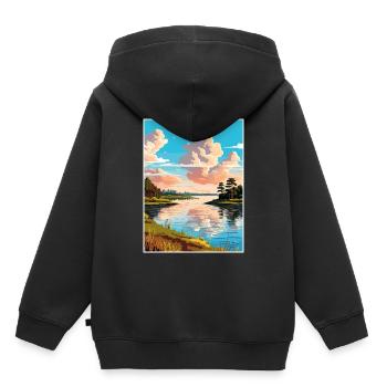 Toledo Bend Reservoir Texas Vintage affiche de voyage - Sweat Premium à capuche enfant bio - noir - Dos - AI Model Kid Male (0cm)