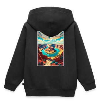 Horseshoe Bend National Park Vintage Reiseposter - Kinder Premium Organic Hoodie - Schwarz - Hinten - AI Model Kid Male (0cm)
