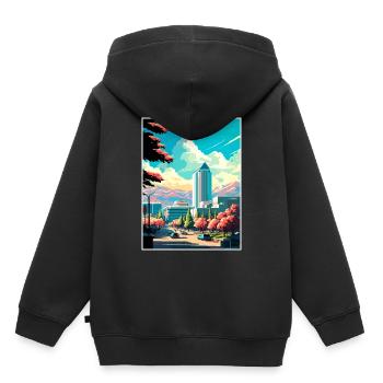 San Jose Kalifornien Vintage Reiseposter Souvenir - Kinder Premium Organic Hoodie - Schwarz - Hinten - AI Model Kid Male (0cm)