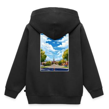 Vernal Utah affiches Vintage voyage affiche Souvenir - Sweat Premium à capuche enfant bio - noir - Dos - AI Model Kid Male (0cm)