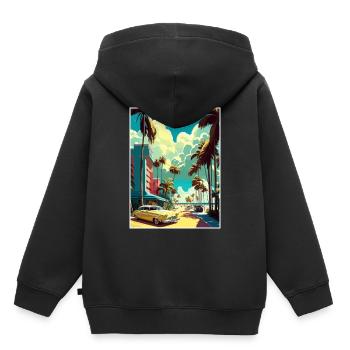 South Beach Florida Vintage Reiseposter Souvenir - Kinder Premium Organic Hoodie - Schwarz - Hinten - AI Model Kid Male (0cm)
