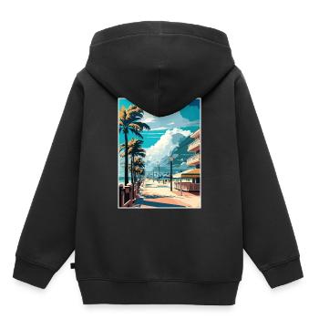 South Beach Florida Vintage Reiseposter Souvenir - Kinder Premium Organic Hoodie - Schwarz - Hinten - AI Model Kid Male (0cm)