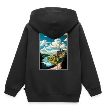 Altoona Pennsylvanie Vintage voyage affiche WPA Art - Sweat Premium à capuche enfant bio - noir - Dos - AI Model Kid Male (0cm)