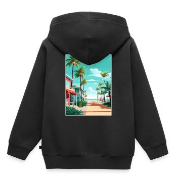 South Beach Texas Vintage Reiseposter Souvenir - Kinder Premium Organic Hoodie - Schwarz - Hinten - AI Model Kid Male (0cm)