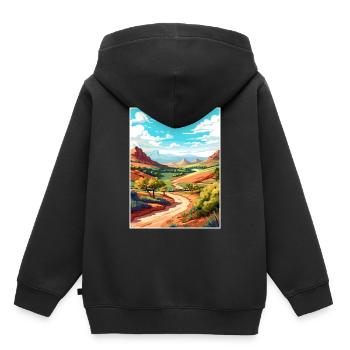 Mount Scott Texas Vintage Reiseposter Souvenir - Kinder Premium Organic Hoodie - Schwarz - Hinten - AI Model Kid Male (0cm)
