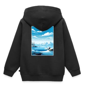Nordpol Alaska Vintage Reiseposter Souvenir - Kinder Premium Organic Hoodie - Schwarz - Hinten - AI Model Kid Male (0cm)