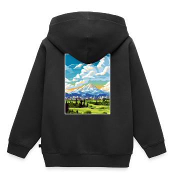 Anchorage Alaska Vintage voyage affiche Souvenir - Sweat Premium à capuche enfant bio - noir - Dos - AI Model Kid Male (0cm)