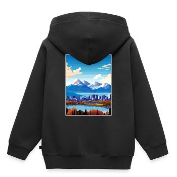 Anchorage Alaska Vintage voyage affiche Souvenir - Sweat Premium à capuche enfant bio - noir - Dos - AI Model Kid Male (0cm)