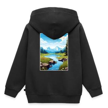 Verstecktes Lake Alaska Vintage Reiseposter Souvenir - Kinder Premium Organic Hoodie - Schwarz - Hinten - AI Model Kid Male (0cm)