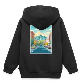 Provo Utah affiches Vintage voyage affiche Souvenir - Sweat Premium à capuche enfant bio - noir - Dos - AI Model Kid Male (0cm)