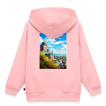 Québec Canada Vintage voyage affiche WPA Souvenir - Sweat Premium à capuche enfant bio - rose - Dos - AI Model Kid Female (0cm)