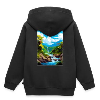 Nasse Tropen von Queensland Vintage-Reiseposter - Kinder Premium Organic Hoodie - Schwarz - Hinten - AI Model Kid Male (0cm)