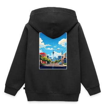 Auckland Neuseeland Neuseeland Vintage Reiseposter WPA - Kinder Premium Organic Hoodie - Schwarz - Hinten - AI Model Kid Male (0cm)