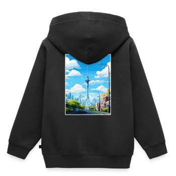 Auckland Neuseeland Neuseeland Vintage Reiseposter WPA - Kinder Premium Organic Hoodie - Schwarz - Hinten - AI Model Kid Male (0cm)