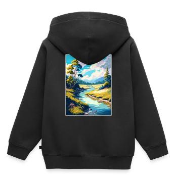Wye Creek Decoration New Zealand Travel Poster - Kids Premium Organic Hoodie - black - Back - AI Model Kid Male (0cm)