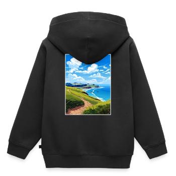 Péninsule de Coromandel Nouvelle-Zélande affiche de voyage - Sweat Premium à capuche enfant bio - noir - Dos - AI Model Kid Male (0cm)
