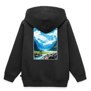 Franz Josef Gletscher Neuseeland Reiseposter - Kinder Premium Organic Hoodie - Schwarz - Hinten - AI Model Kid Male (0cm)