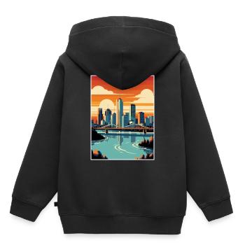 Brisbane Australien Vintage Reiseposter Souvenir - Kinder Premium Organic Hoodie - Schwarz - Hinten - AI Model Kid Male (0cm)