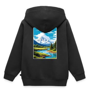 San Martin De Los Andes Vintage voyage affiche WPA - Sweat Premium à capuche enfant bio - noir - Dos - AI Model Kid Male (0cm)