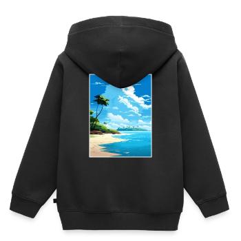 Île de Tortuga Costa Rica Affiche de voyage vintage - Sweat Premium à capuche enfant bio - noir - Dos - AI Model Kid Male (0cm)