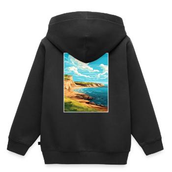 Valdes péninsule Argentine Vintage affiche de voyage - Sweat Premium à capuche enfant bio - noir - Dos - AI Model Kid Male (0cm)