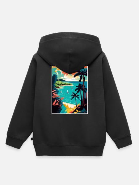 Trinité-et-Tobago Caraïbes Affiche de voyage - Sweat Premium à capuche enfant bio - noir