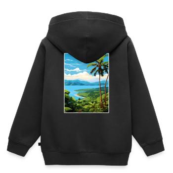 Péninsule de Nicoya Costa Rica Vintage Travel Poster - Sweat Premium à capuche enfant bio - noir - Dos - AI Model Kid Male (0cm)