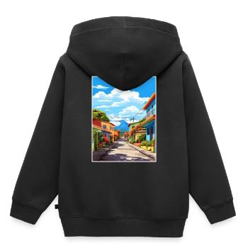 San Jose Costa Rica Vintage Reiseposter Souvenir - Kinder Premium Organic Hoodie - Schwarz - Hinten - AI Model Kid Male (0cm)