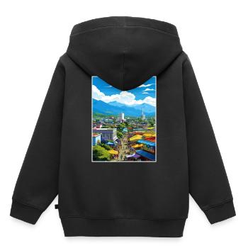 San Jose Costa Rica Vintage Reiseposter Souvenir - Kinder Premium Organic Hoodie - Schwarz - Hinten - AI Model Kid Male (0cm)