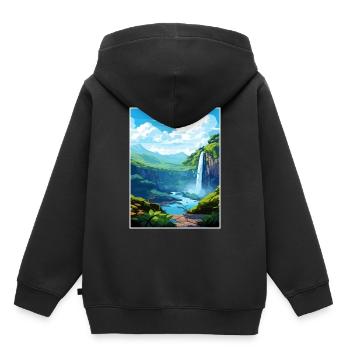La Fortuna Wasserfall Vintage Reiseposter WPA Kunst - Kinder Premium Organic Hoodie - Schwarz - Hinten - AI Model Kid Male (0cm)