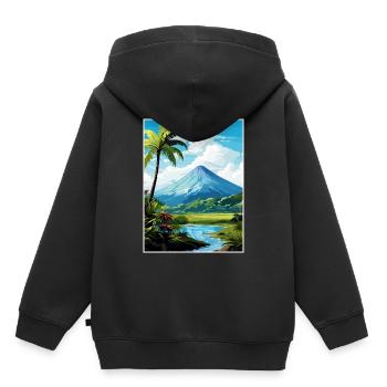 La Fortuna Costa Rica Vintage Reiseposter WPA - Kinder Premium Organic Hoodie - Schwarz - Hinten - AI Model Kid Male (0cm)