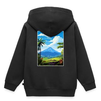La Fortuna Costa Rica Vintage Reiseposter WPA - Kinder Premium Organic Hoodie - Schwarz - Hinten - AI Model Kid Male (0cm)