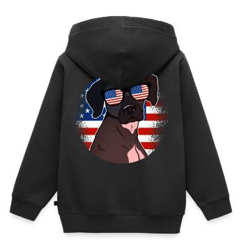 America - Kids Premium Organic Hoodie - black - Back - AI Model Kid Male (0cm)