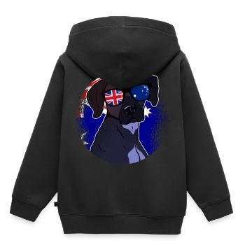 Australien - Kinder Premium Organic Hoodie - Schwarz - Hinten - AI Model Kid Male (0cm)