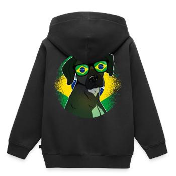 Brasilien - Kinder Premium Organic Hoodie - Schwarz - Hinten - AI Model Kid Male (0cm)