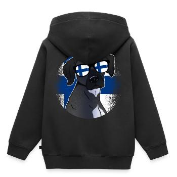 Finnland - Kinder Premium Organic Hoodie - Schwarz - Hinten - AI Model Kid Male (0cm)