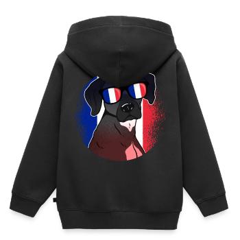 Frankreich - Kinder Premium Organic Hoodie - Schwarz - Hinten - AI Model Kid Male (0cm)