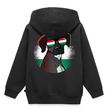 Hungary - Kids Premium Organic Hoodie - black - Back - AI Model Kid Male (0cm)