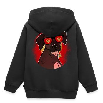 Monténégro - Sweat Premium à capuche enfant bio - noir - Dos - AI Model Kid Male (0cm)