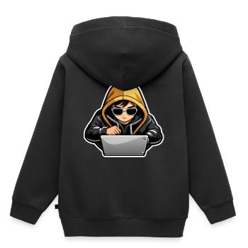 Hacking on - Kids Premium Organic Hoodie - black - Back - AI Model Kid Male (0cm)