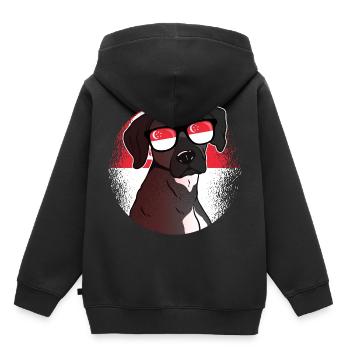 Singapur - Kinder Premium Organic Hoodie - Schwarz - Hinten - AI Model Kid Male (0cm)