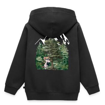 Tyrolean Forest, Mouse, Gentian, Alps, Alm, Nature, Forest - Kids Premium Organic Hoodie - black - Back - AI Model Kid Male (0cm)