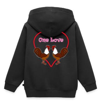 Coqs hommes un amour amour dans l’amour déclaration - Sweat Premium à capuche enfant bio - noir - Dos - AI Model Kid Male (0cm)