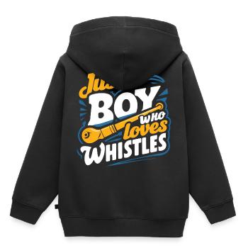 Tin Whistle - Kids Premium Organic Hoodie - black - Back - AI Model Kid Male (0cm)