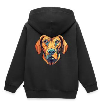 Rhodesian Ridgeback Hunderasse Aquarell Karikatur K - Kinder Premium Organic Hoodie - Schwarz - Hinten - AI Model Kid Male (0cm)